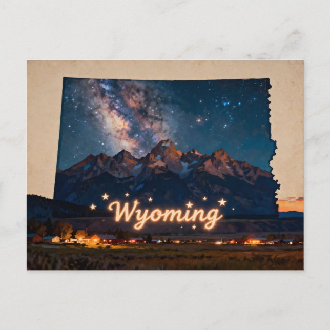 Vibrant Wyoming Conceptual Map Vykort (Framsida)