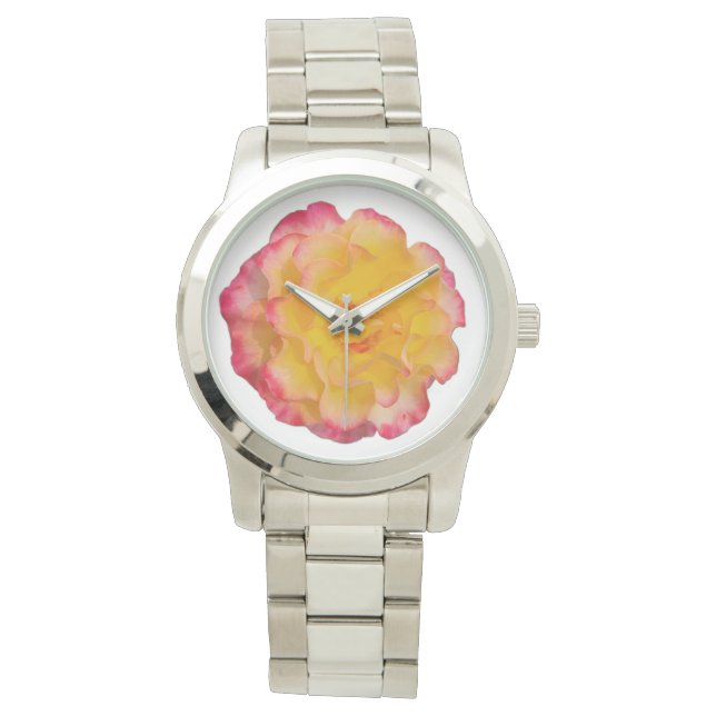Vibrant Yellow and Pink Rose eWatch Watch Armbandsur (Framsida)