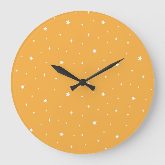 Vibrant Yellow And White Galaxy Stars Graphic Stor Klocka (Framsida)