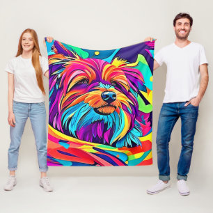 Vibrant Yorkie Pop Art Fleecefilt
