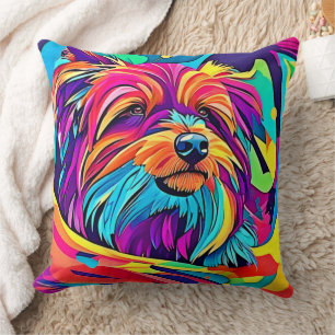Vibrant Yorkie Pop Art Kudde