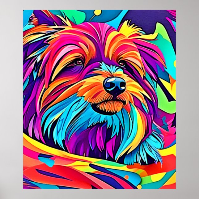 Vibrant Yorkie Pop Art Poster (Framsidan)