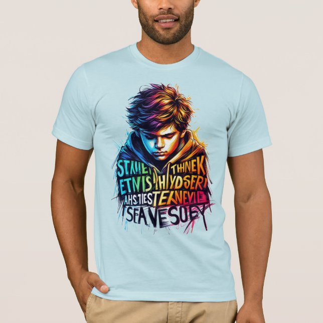 Vibrant Youth Sketch Art T-Shirt (Framsida)