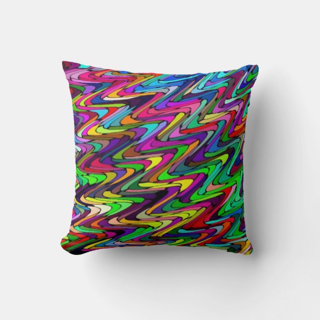 Vibrant Zigzag Abstrakt Art Dekorativ kudde (Framsida)