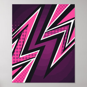 Vibrant Zigzag på Rosa och Lila Poster