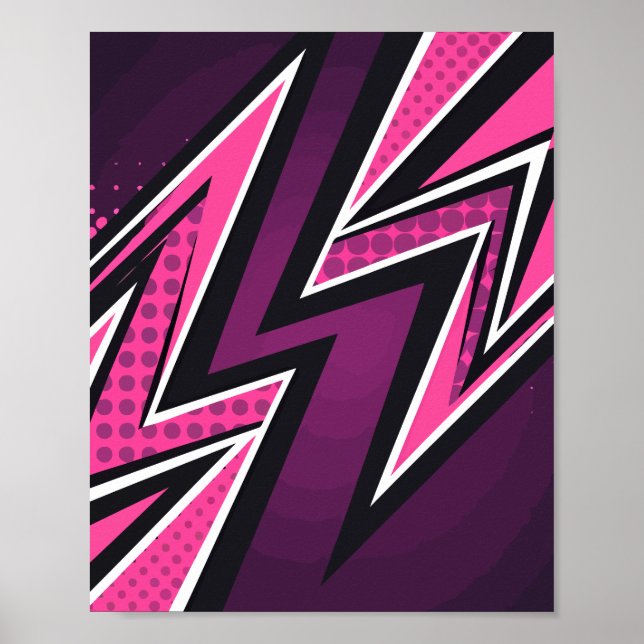 Vibrant Zigzag på Rosa och Lila Poster (Framsidan)