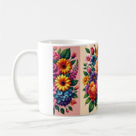 Vibrant Zinnias och Cosmos Blommigt Design Kaffemugg