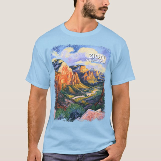 Vibrant Zion National Park Angels Landing Artistic T Shirt (Framsida)