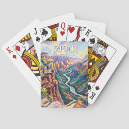 Vibrant Zion National Park Canyon River Hiking Art Casinokort