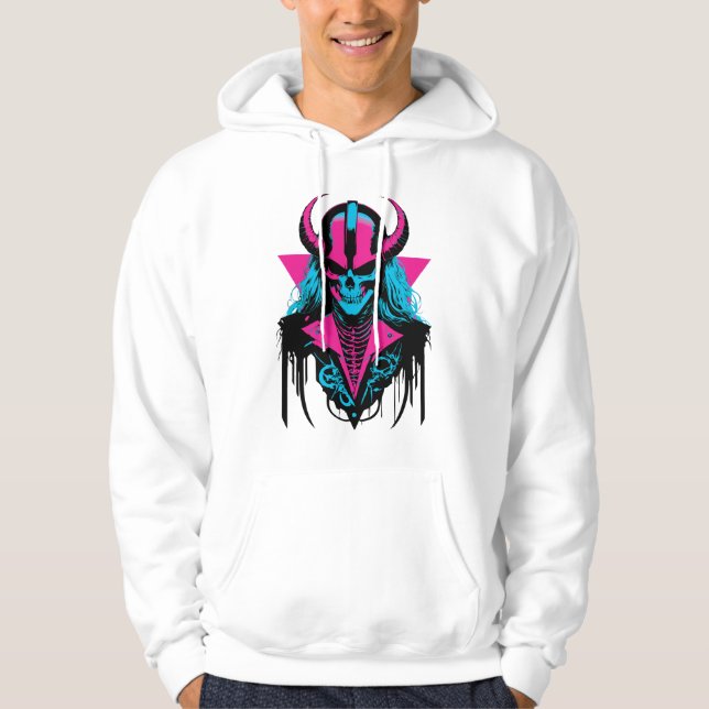 Vibrant Zombie Skull Hoodie (Framsida)