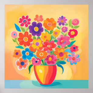 Vibranta blommor i enkelhet poster