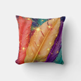 Vibranta Färgader Fjädrar Kudde