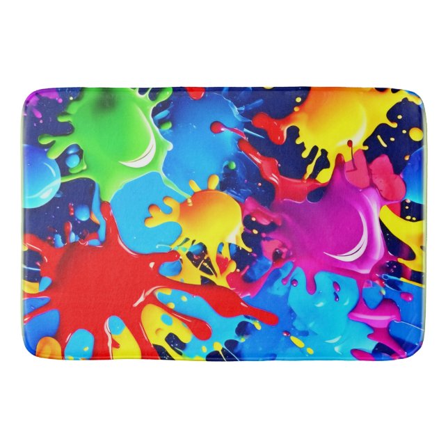 Vibranta färgplattor: Ett fet Färg Påstående Badrumsmatta (Framsidan)