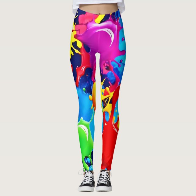 Vibranta färgplattor: Ett fet Färg Påstående Leggings (Framsida)