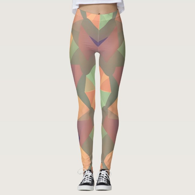 Vibranta geometriska baljor - konstgjorda sömlösa  leggings (Framsida)