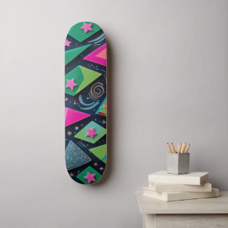 Vibranta geometriska former med Glitter och stjärn Mini Skateboard Bräda 18,5 Cm