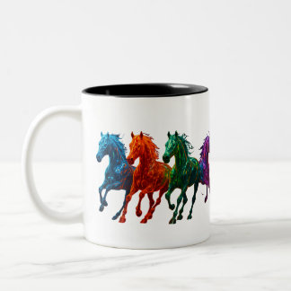 Vibranta glashästar - Färgfull Glowing Horse Art Två-Tonad Mugg