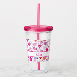 Vibranta hjärtan | Färgstark | Anpassat namn Take Away Mugg