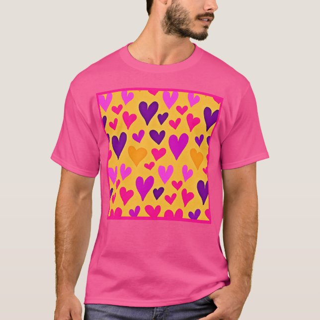 Vibranta hjärtblister: Kärlek Mönster T Shirt (Framsida)