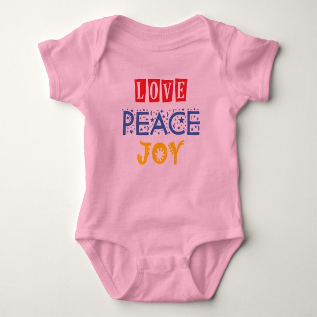 Vibrants Färg och Ord: Kärlek Peace Joy T Shirt (Framsida)