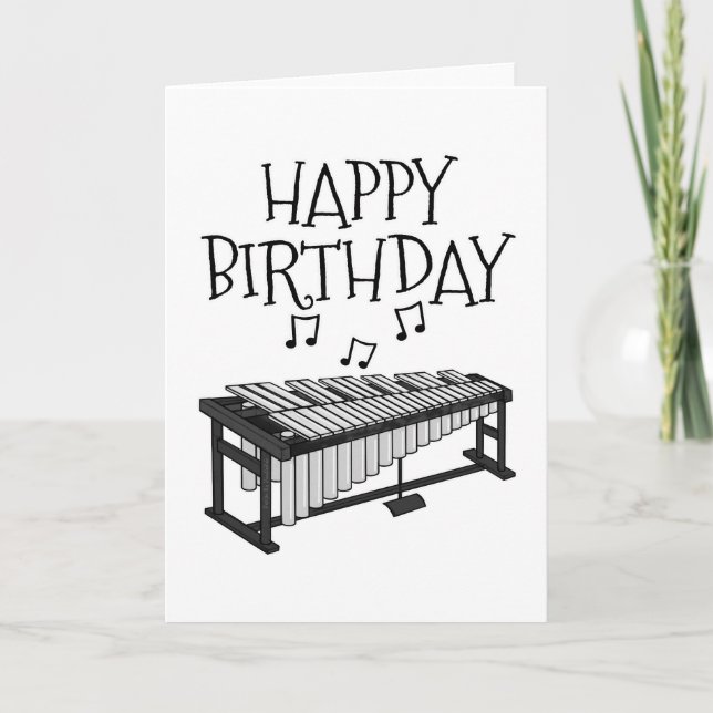 Vibraphone Birthday Card Percussionist Musician Tack Kort (Framsida)