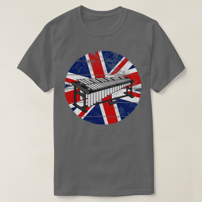Vibraphone UK Flagga Britain Vibraphonist Percussi T Shirt (Design framsida)