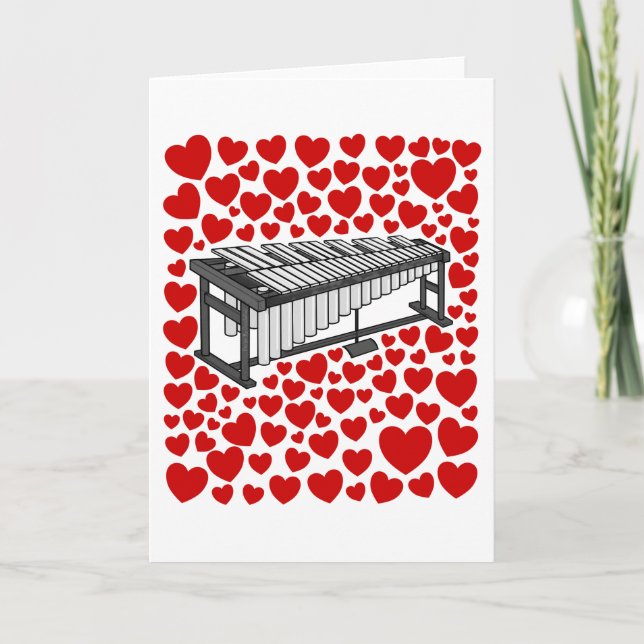 Vibraphone With Hearts Valentines Anniversary Card Helgkort (Framsida)