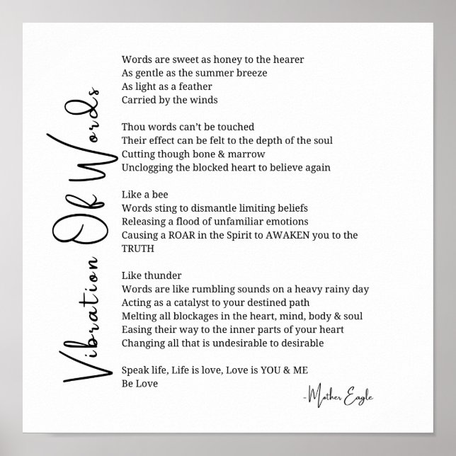 Vibration vid uppvaktande dikt av ord poster väggk (Framsidan)