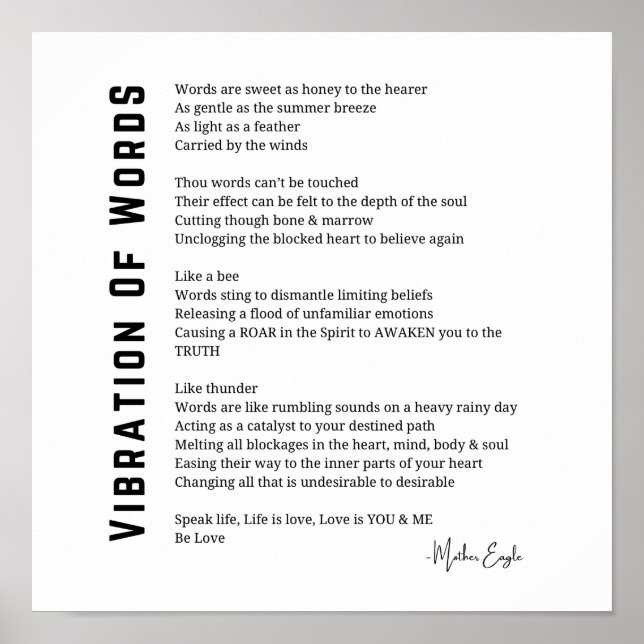 Vibration vid uppvaktande dikt av ord poster väggk (Framsidan)