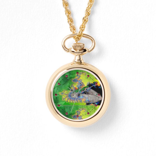 VIBRATIONER,FRAKTAL KVINNA I GRÖNTENS GULT ARMBANDSUR (Framsida)