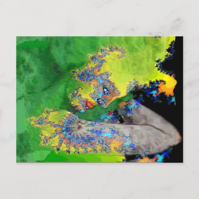 VIBRATIONER,FRAKTAL KVINNA I GRÖNTENS GULT VYKORT (Framsida)