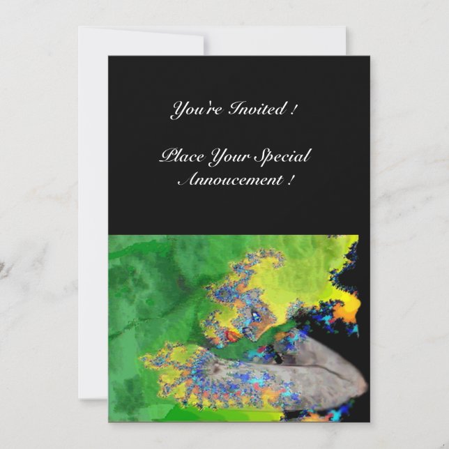 VIBRATIONER, gröntens gult svart Inbjudningar (Framsida)