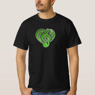 Vibrationer Musikalisk Kärlek Grönt Hjärta Musikno T Shirt