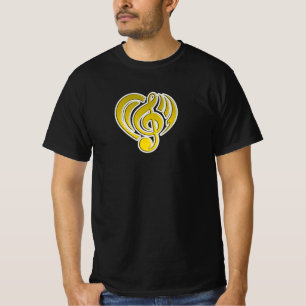 Vibrationer Musikalisk Kärlek Gul Hjärtmusik Not D T Shirt