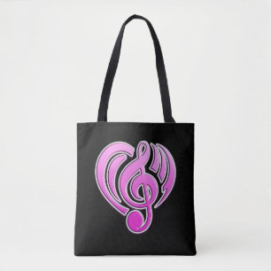 Vibrationer Musikalisk Kärlek Rosa Hjärtmusik Not  Tygkasse