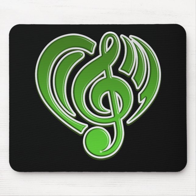 Vibrations Musical Kärlek Grönt Heart Music Note D Musmatta (Framsidan)
