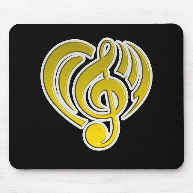 Vibrations Musical Kärlek Gult Heart Music Note DJ Musmatta (Framsidan)