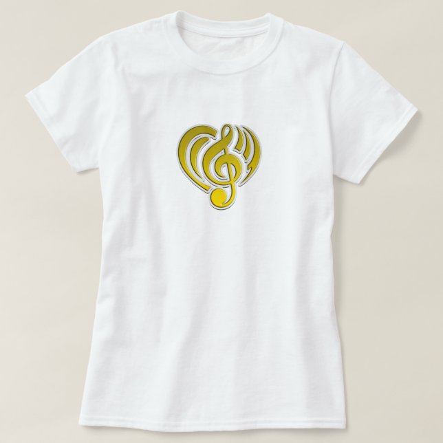Vibrations Musical Kärlek Gult Heart Music Note DJ T Shirt (Design framsida)