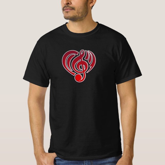 Vibrations Musical Kärlek Red Heart Music Note DJ T Shirt (Framsida)