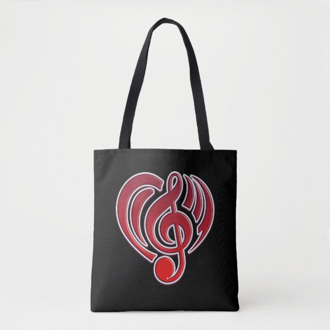 Vibrations Musical Kärlek Red Heart Music Note DJ Tygkasse (Framsida)