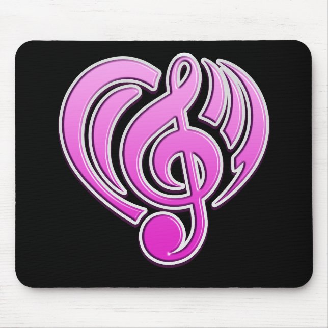 Vibrations Musical Kärlek Rosa Heart Music Note DJ Musmatta (Framsidan)