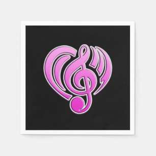 Vibrations Musical Kärlek Rosa Heart Music Note DJ Pappersservett