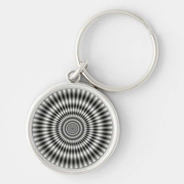 Vibrationscirkel - Optisk bild Rund Silverfärgad Nyckelring (Framsidan)
