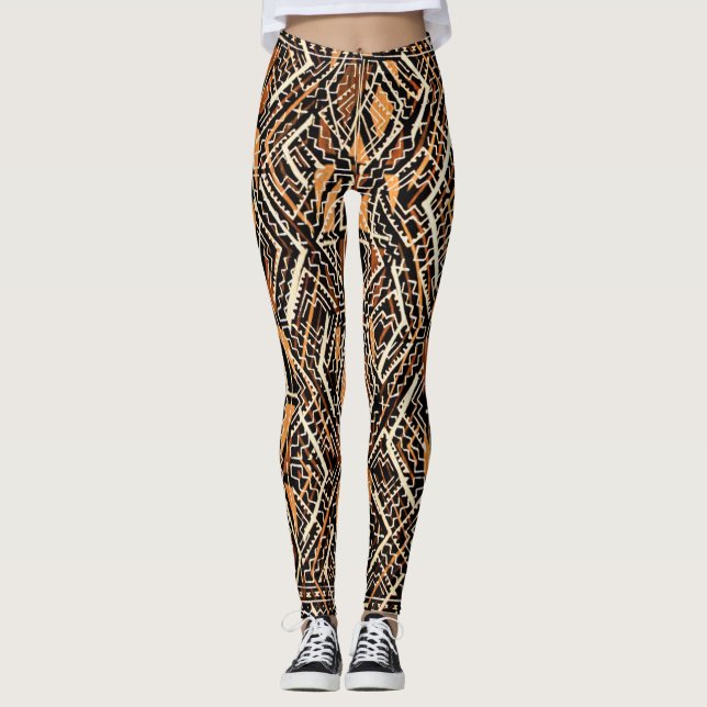 Vibrerande afrikansk leratrasa leggings (Framsida)