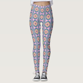 Vibrerande blomkalejdoskop: Rosa & smaragdmandala Leggings