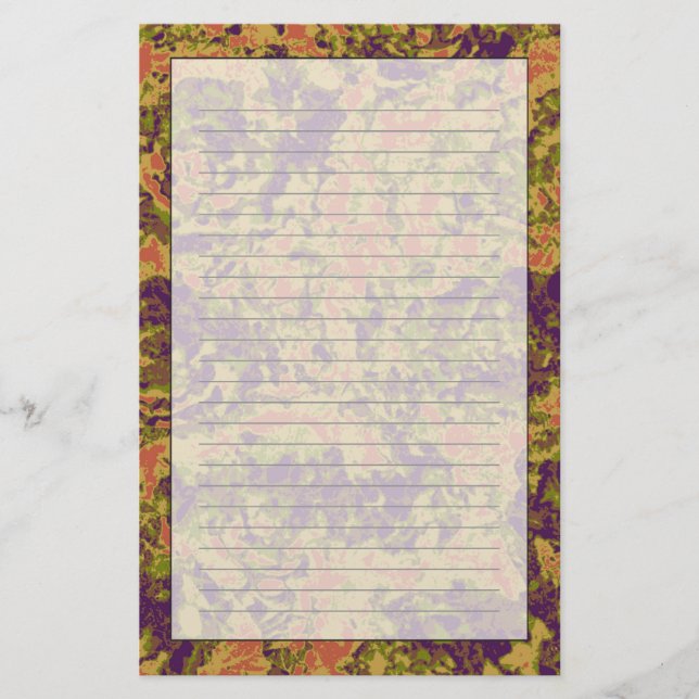 Vibrerande blommakamouflagemönster brevpapper (Framsida)