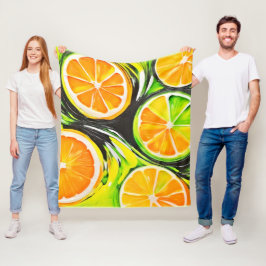Vibrerande Citrus-målning Fleecefilt