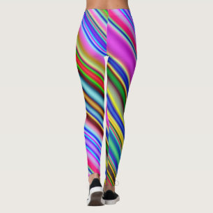 Vibrerande & Eyecatching mångfärgat randmönster Leggings