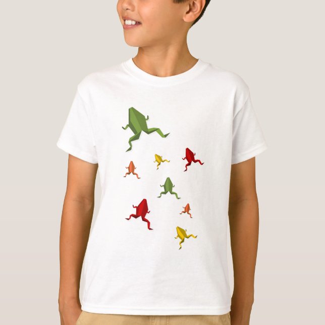 vibrerande färggroda för origami tee shirt (Framsida)