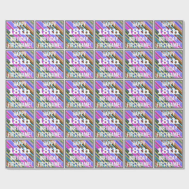 Vibrerande färgrik 18th födelsedag + presentpapper (Platt)